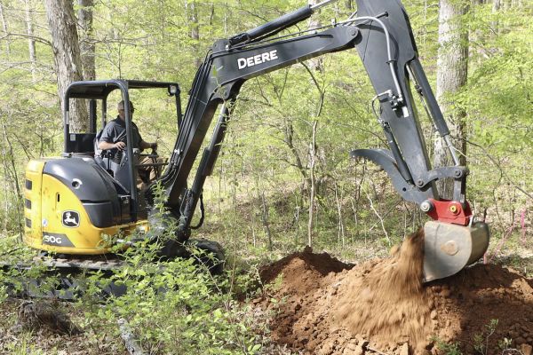 Tractor work on a soil evaluation site in the Fairfax area